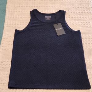 Kenneth Cole Navy Blue Textured Terry Tank Mens size small